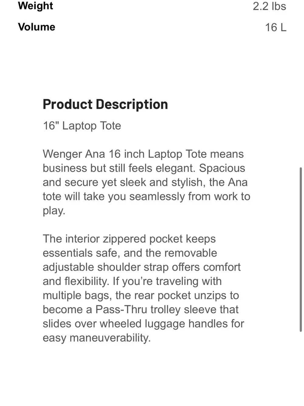 Swiss Gear Wenger Ana Laptop Travel Bag